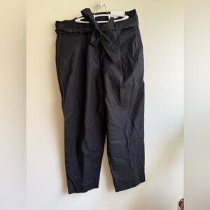Black High-Waist Paperbag women’s Pants with Tie Belt